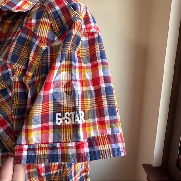 G-Star Raw Men's Multicolor Anderson Keith Plaid Short Sleeve Shirt Size Large - Picture 7 of 14